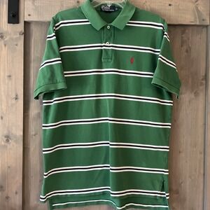 Vintage Polo Ralph Lauren Shirt Mens XL Green Blue White Striped Red Pony‎